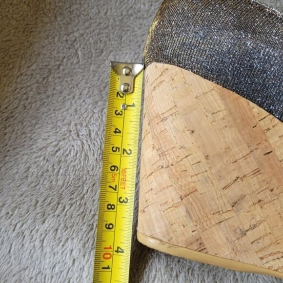 Stuart Weitzman Anna open toe cork wedges Pryrite Nocturn size 9 - Picture 12 of 13